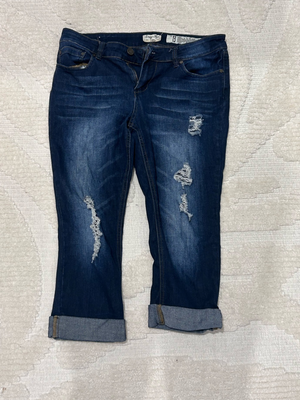 Indigo Rein Dark Blue Distressed Skinny Jeans